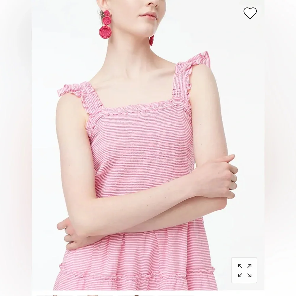 ✨NWT J. Crew Striped Smocked Tiered Mini Dress✨ - Picture 2 of 5